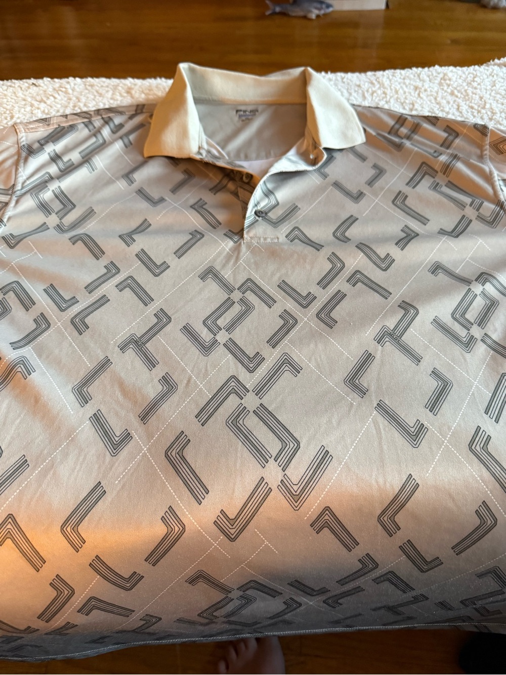 Ping Men's Beige Geometric Golf Polo Shirt